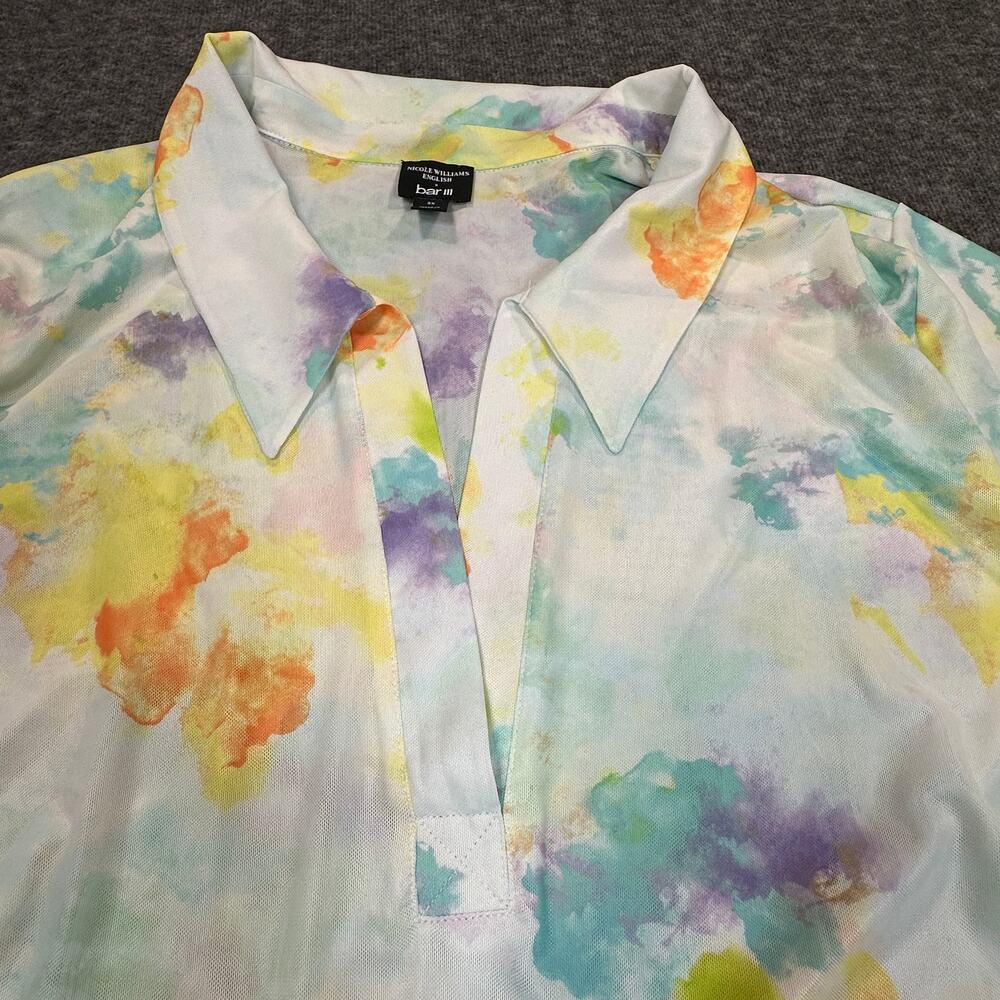 Bar III Nicole Williams English Dress Womens 3X TieDye Printed Ruched DrawString - Picture 8 of 12